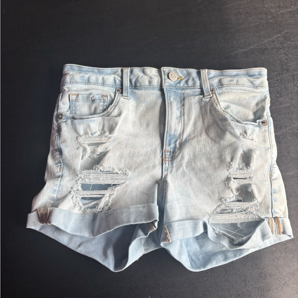 Aeropostale Blue Jean Shorts Distressed Design